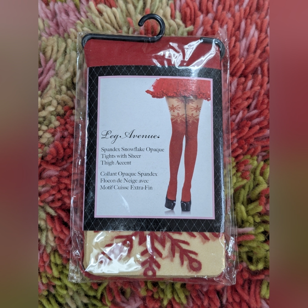 Leg Avenue Red Snowflake Tights